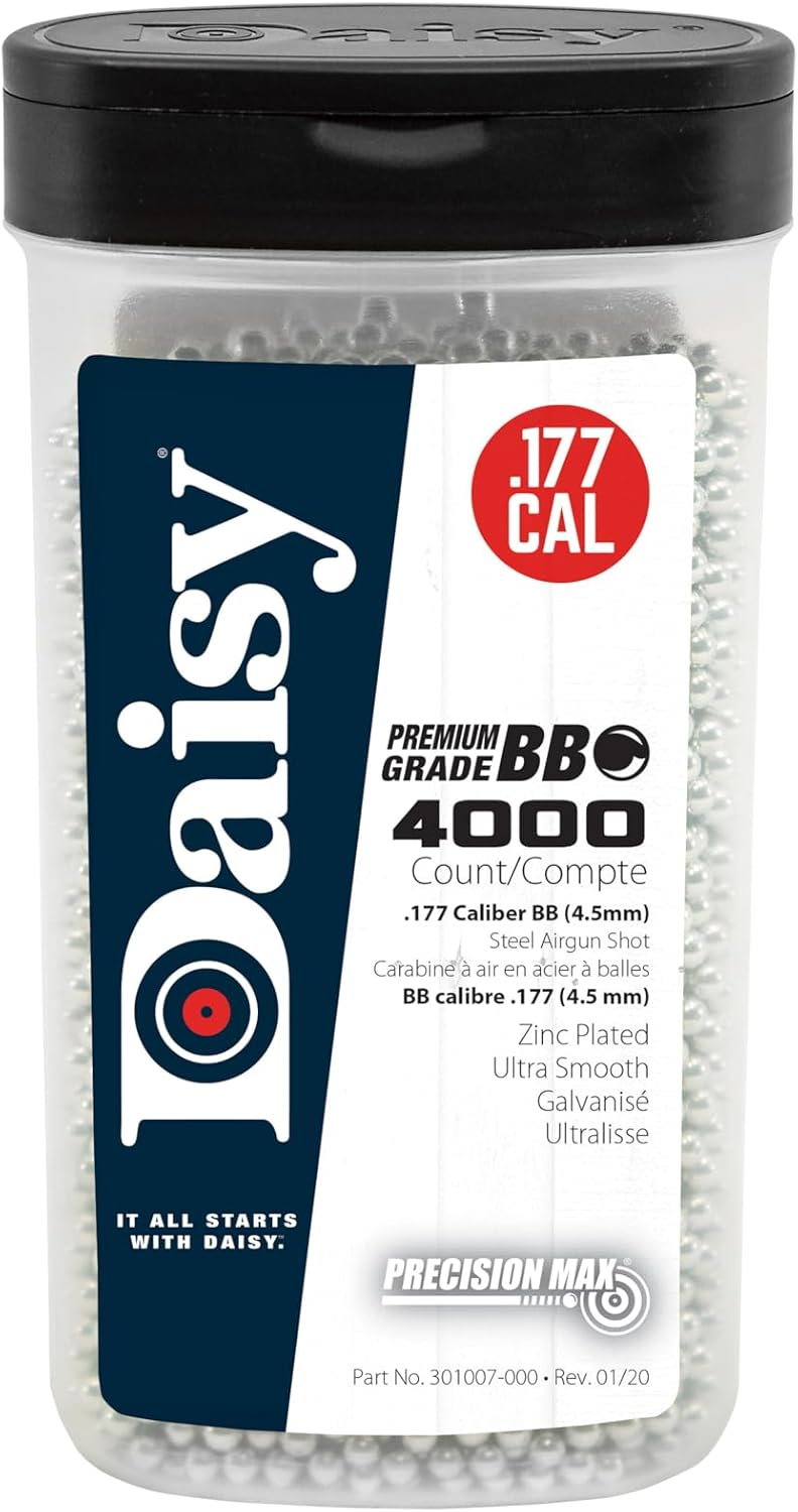 Daisy Premium Grade .177 Cal 4000-Count PrecisionMax BBs - 4.5 mm Bottle for Optimal Performance