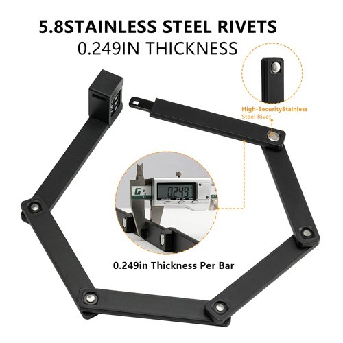 OFFBONDAGE Folding Bike Lock Combination with Mount Bracket Kit, 3-Digit Combo for Bicycles, Heavy Duty Anti-Theft, Anti-Cut Bicycle Lock for Electric Scooters