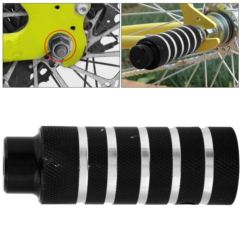 ASHATA Pegs for Mountain Bike, 1 Pair Metal Cycling Rear Stunt Pegs Footrest for Mountain Bike, 1.5x4.3 inch (Black)