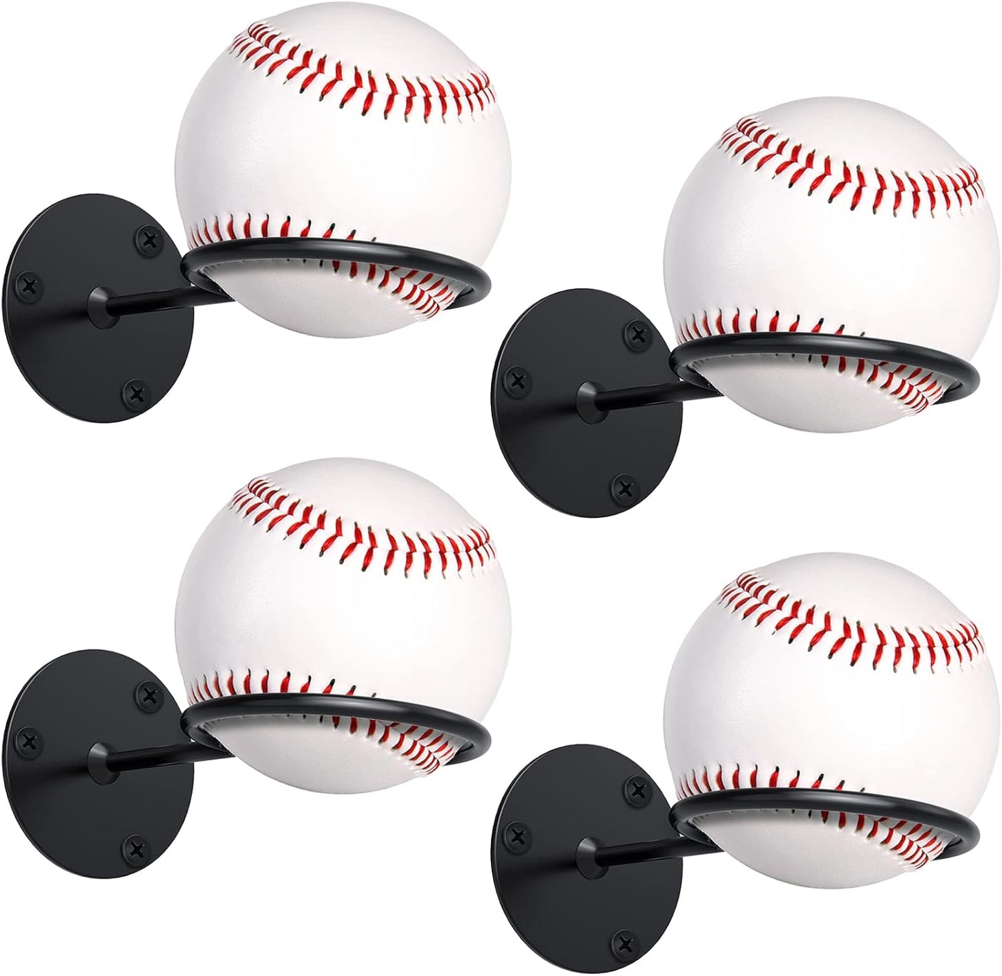Threan Baseball Display Holder - Heavy Duty Metal Softball Wall Mount Rack for Office & Garage (Black)