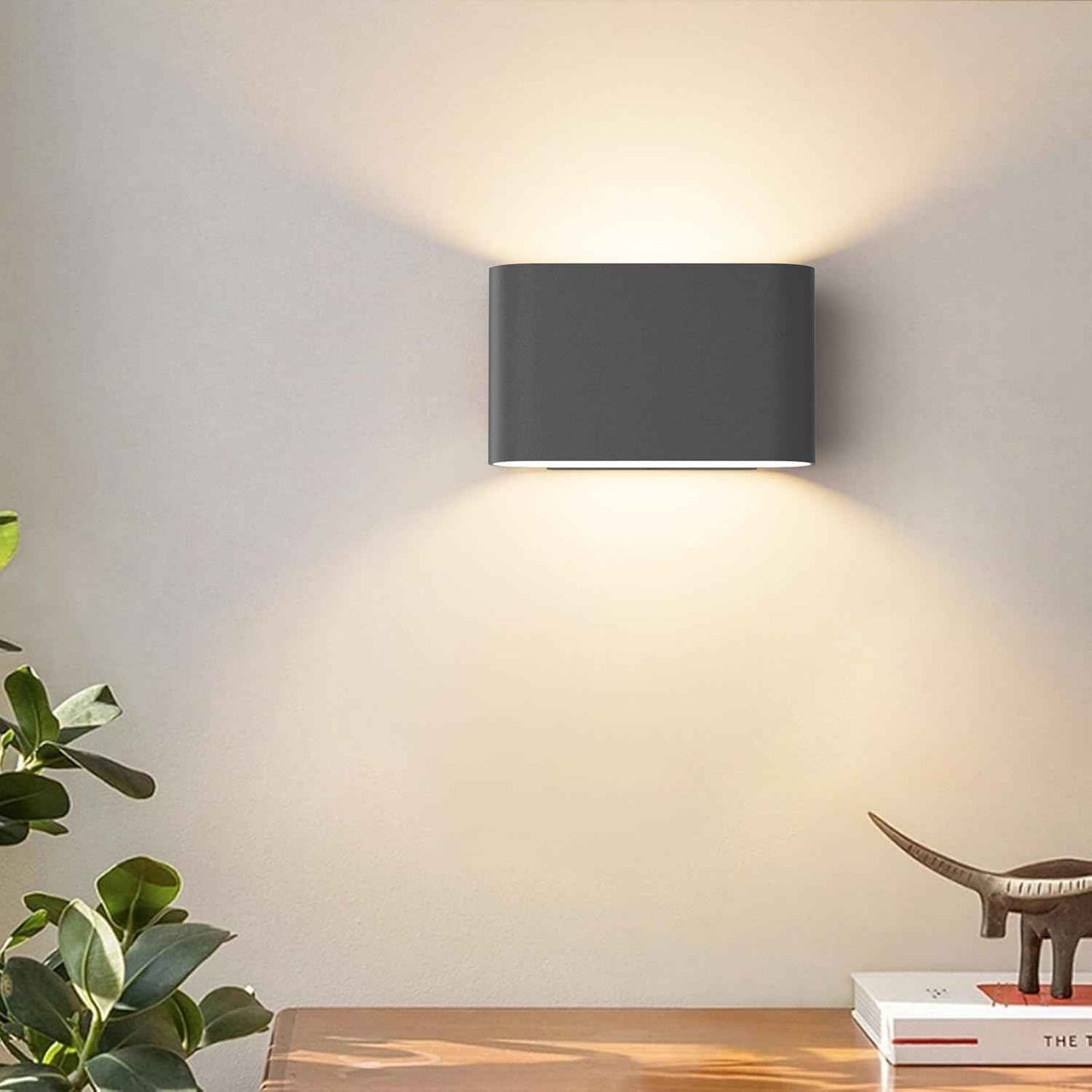 Modern Black LED Wall Sconces Set of 2 - Hardwired Up & Down Indoor Lights for Living Room, Bedroom, Hallway - Warm White 3000K (Includes G9 Bulbs)
