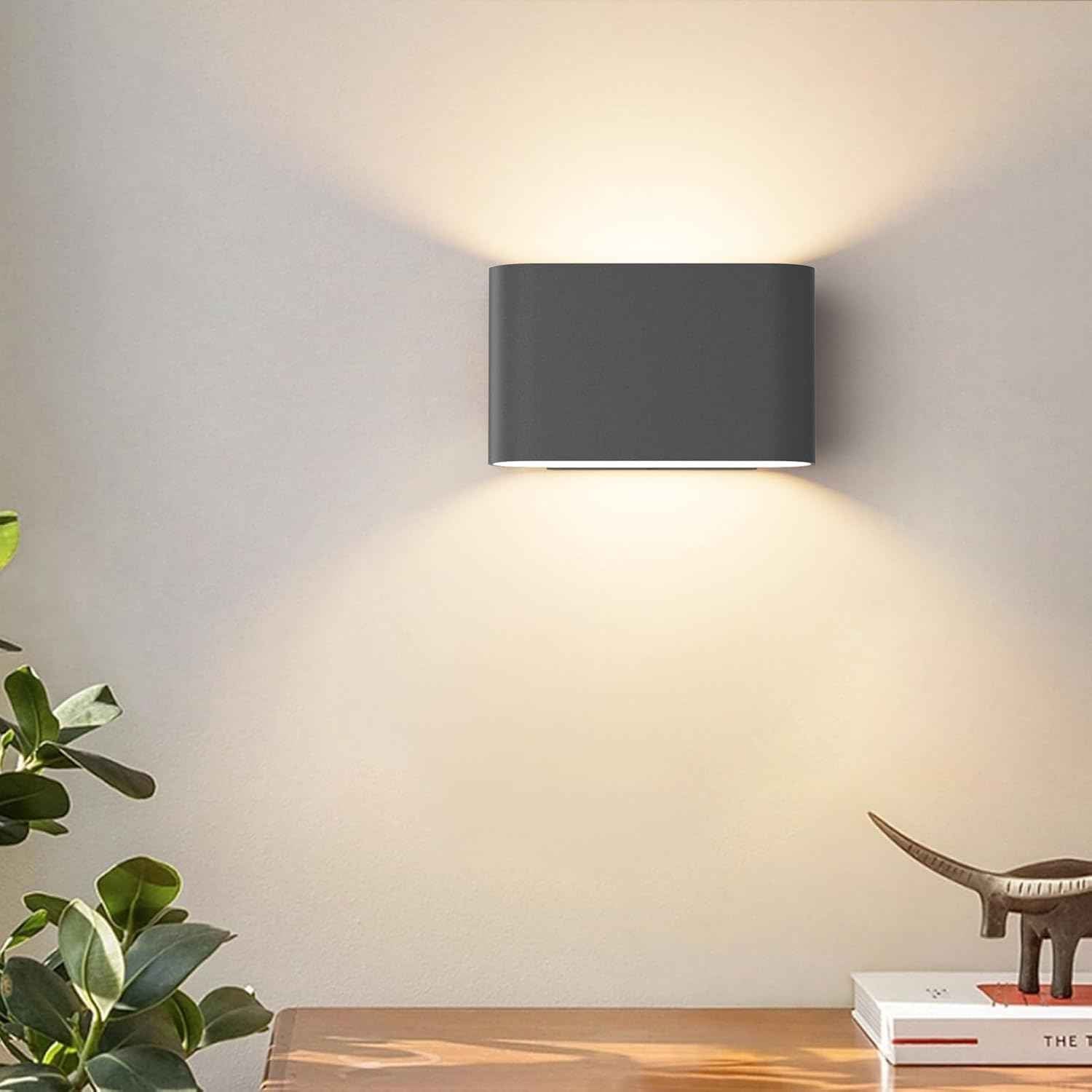 Modern Black LED Wall Sconces Set of 2 - Hardwired Up & Down Indoor Lights for Living Room, Bedroom, Hallway - Warm White 3000K (Includes G9 Bulbs)