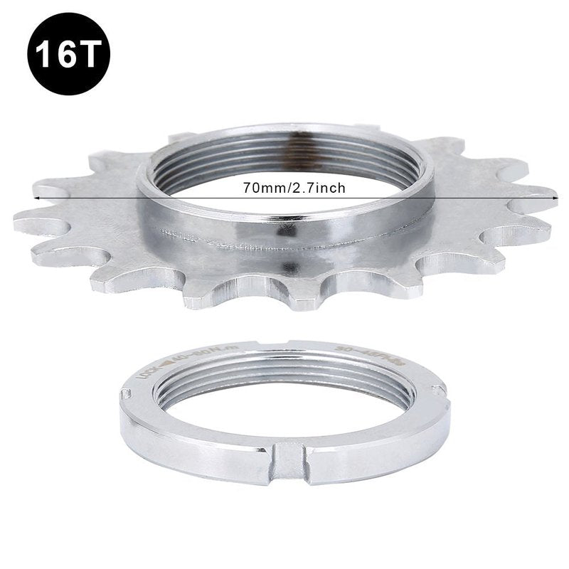 Keenso Fixed Gear Cog, Steel Freewheel Flywheel Single Speed Sprockets Parts for Fixed Gear (16T)