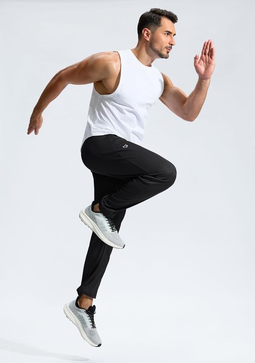 G Gradual Men's Athletic Sweatpants - Lightweight Mesh with Zipper Pockets | Open Bottom for Gym & Running