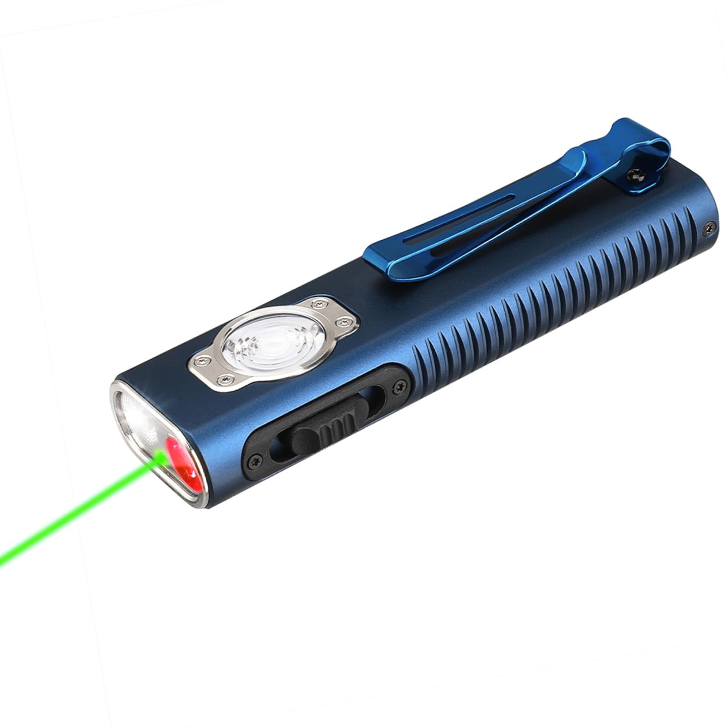 TrustFire Mini X3 Rechargeable EDC Flashlight with White Light, Flood Light, Red Light, Green Beam, 1050 Lumens Portable Flat Flashlights, Fourfold Light Sources Pocket Lights IPX6 (Dark Blue)