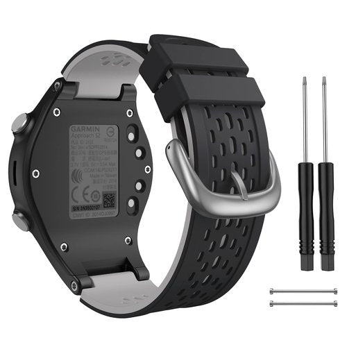 CUZOW Two-in-One Color band for Garmin Approach S2/S4, Silicone Starp Replacement Watch Band for Garmin Approach S2/S4 Watch, Black