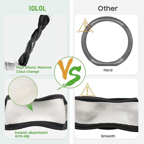 10L0L Golf Cart Steering Wheel Cover for Yamaha, Club Car DS & Precedent, 14 Inch Black