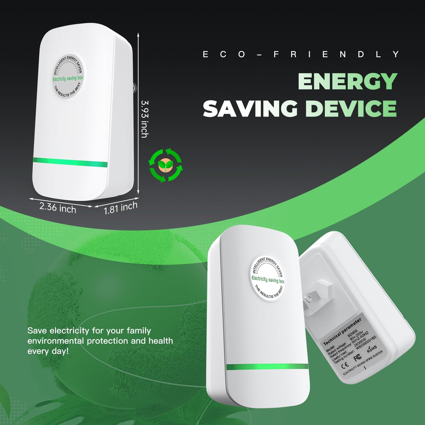 Pro Energy Power Saver, 2025 Stop Watt Energy Saving Device, Intelligent Pro Energy Savers Plug in, Stopwatt Powersaver Electricity Saving Box for Household Office, Reduces Energy Costs, 2Pack