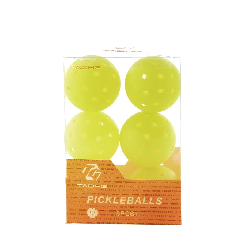 TADHG Pickleball 6-Pack Seamless PE Balls with Textured Surface Durable Game Balls for Consistent Bounce and Control for Indoor, Outdoor Use (Yellow, 6 Count)