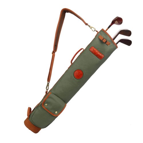 TOURBON Lightweight Golf Bag Practical Golf Travel Club Carrier Case with Golf Accessory Pouch - Green