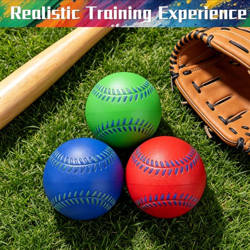 Soft Foam Baseballs - Safe Indoor/Outdoor Practice Balls, 3 Pack - Red, Blue, Green