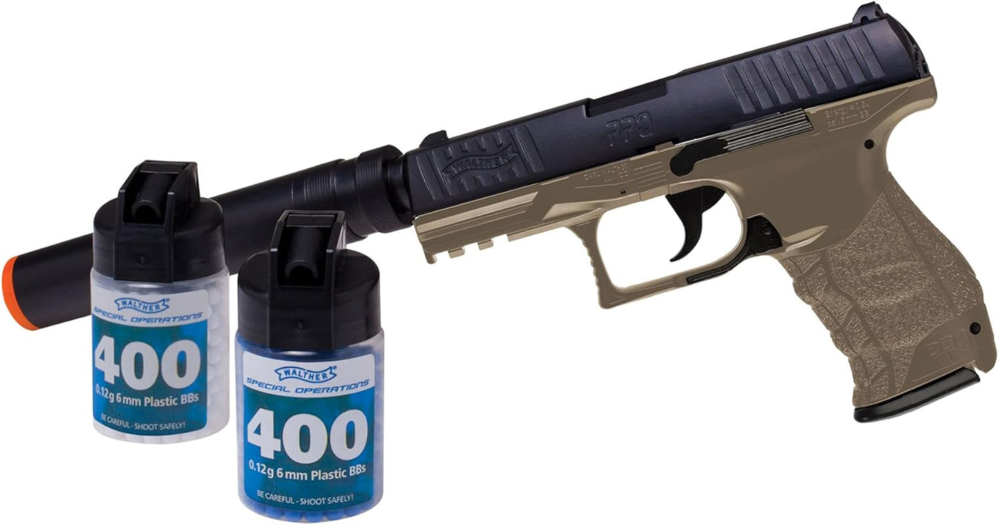 Umarex Walther PPQ Airsoft Gun - 6mm BB Pistol with Realistic Blowback Action