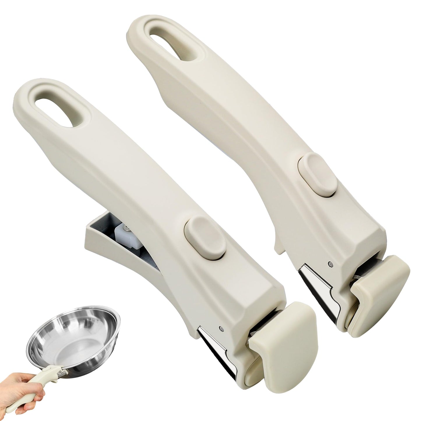 QCCTPUU Removable Pot Handle 2PCS, Detachable Replacement Handle for Pots and Pans, Universal Replacement Compatible with Most Cookware, Durable and Heat-Resistant (White)