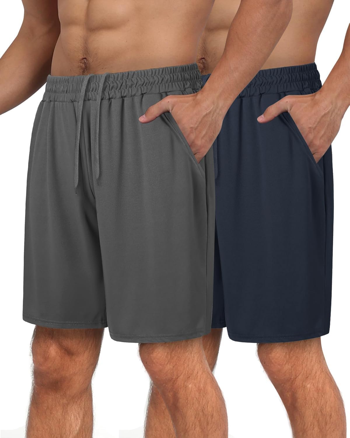Skiennix Men's Athletic Shorts - Quick-Dry Workout Gym Shorts with Pockets | 6 Pack in Black