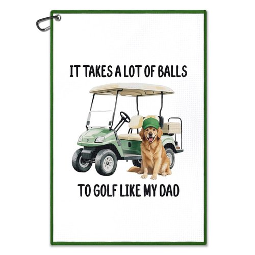 Juoqg It Takes A Lot of Golf Towel, Fun Golf Bag Towel with Clip, Dog Lover Golfing Accessories, Golfing Gifts for Pet Owner Friend, Father Christmas Retirement Birthday Gifts for Golfer Dog Dad Lover