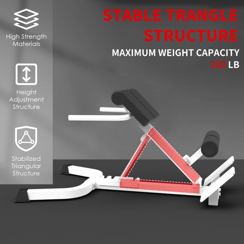 Garvee Adjustable Home Roman Chair, Multi-Angle Back Extension Bench, Abdominal Core Training Board with Foldable Anti-Slip Base, White