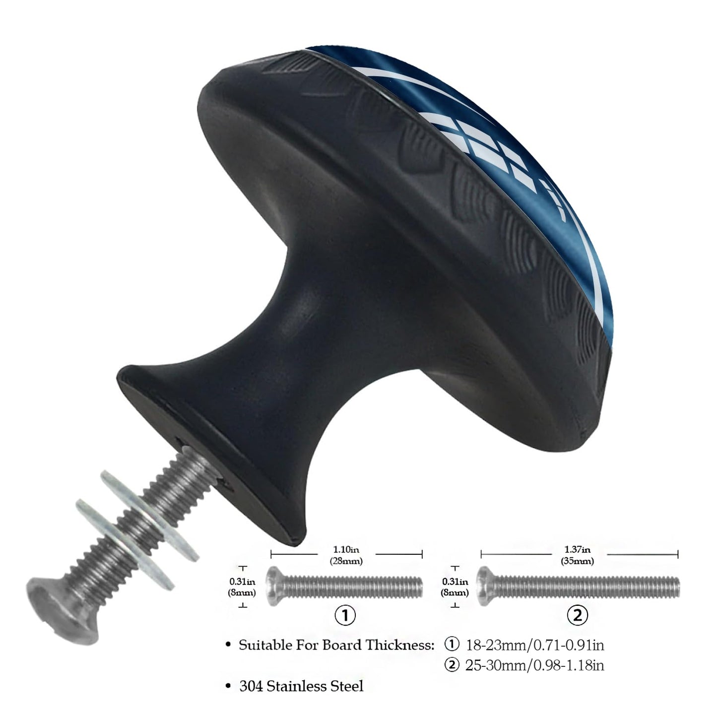 Artinhand 4 Pack Navy Blue Kitchen Cabinet Knobs Round Drawer Pulls Black Dresser Cupboard Door Handles