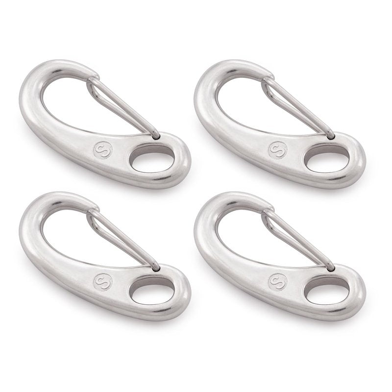 SHONAN 2.75 Inch Marine Carabiner Clips, 4 Pack Stainless Steel 316 Clips Boat Fender Hooks, Snap Hooks for Bucket, Camping, and Hiking 160 Lbs