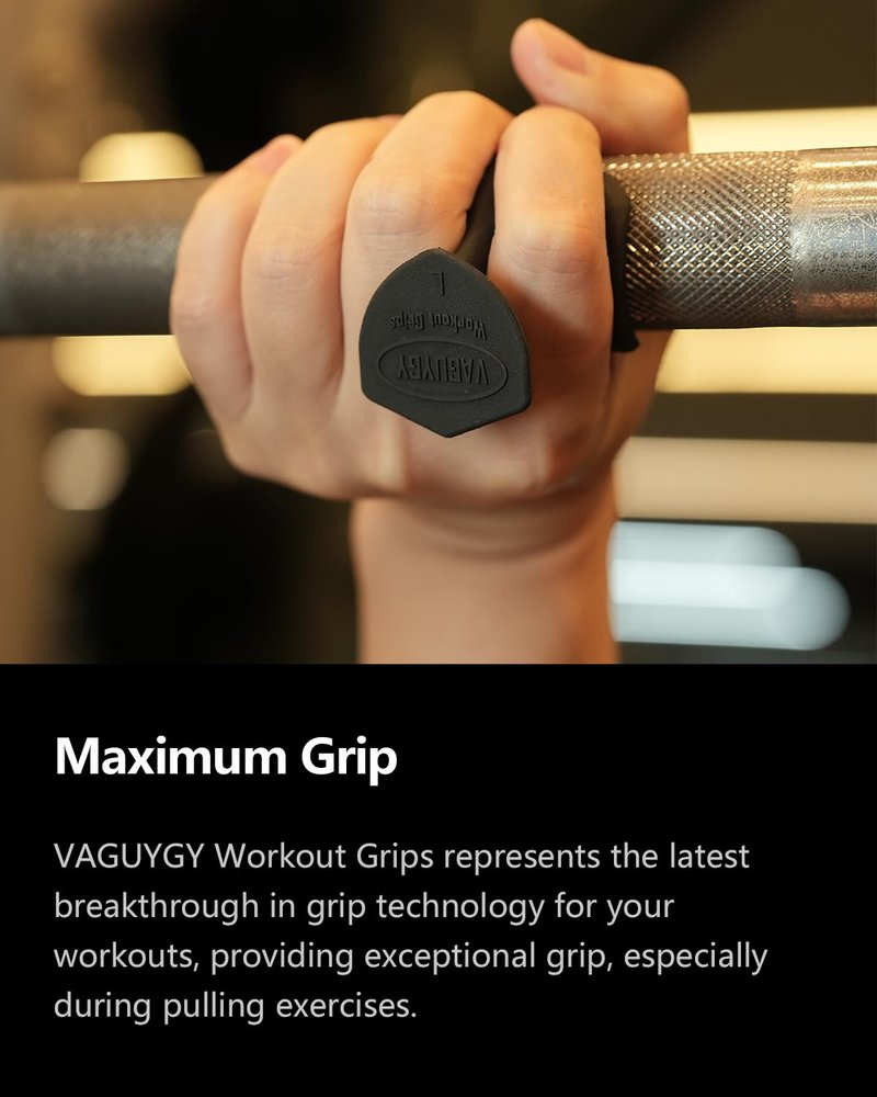 VAGUYGY Workout Grips,Rubber Fingerless Gym Gloves, Pull Up Grips for Men Women Crosstraining Palm Grips Hand Protection，Suitable for Gym & Home Workouts, Improves Grip Strength（1，black）