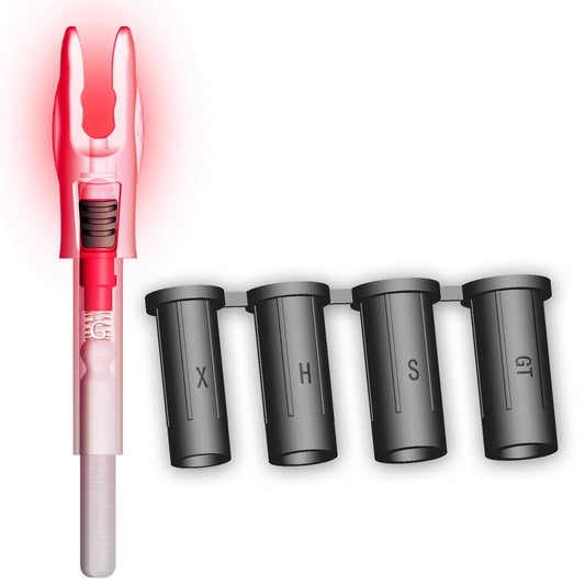 CosiComu 6PCS G Lighted Nocks for Arrows with .165 .204 .233 .244 .246 Inside Diameter with X, H, S, GT Bushings LED Light up Knocks (Red)