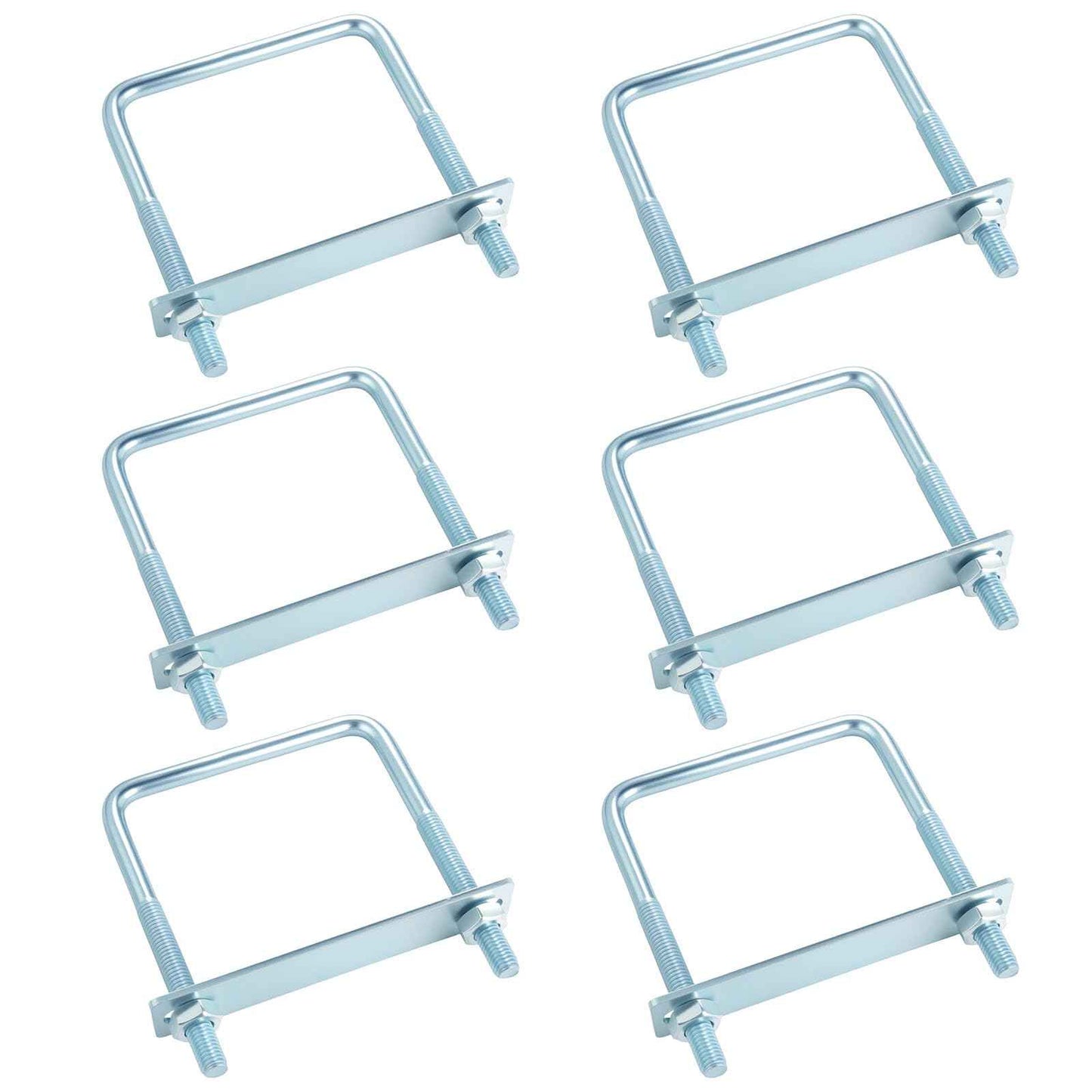 AOKLIT 6 Pcs U Bolts 4 Inch Wide Zinc Plated, Square U Bolt Carbon Steel for Sailboat Trailers, Tube, Industrial Supplies(3/8" x 4" x 5"')