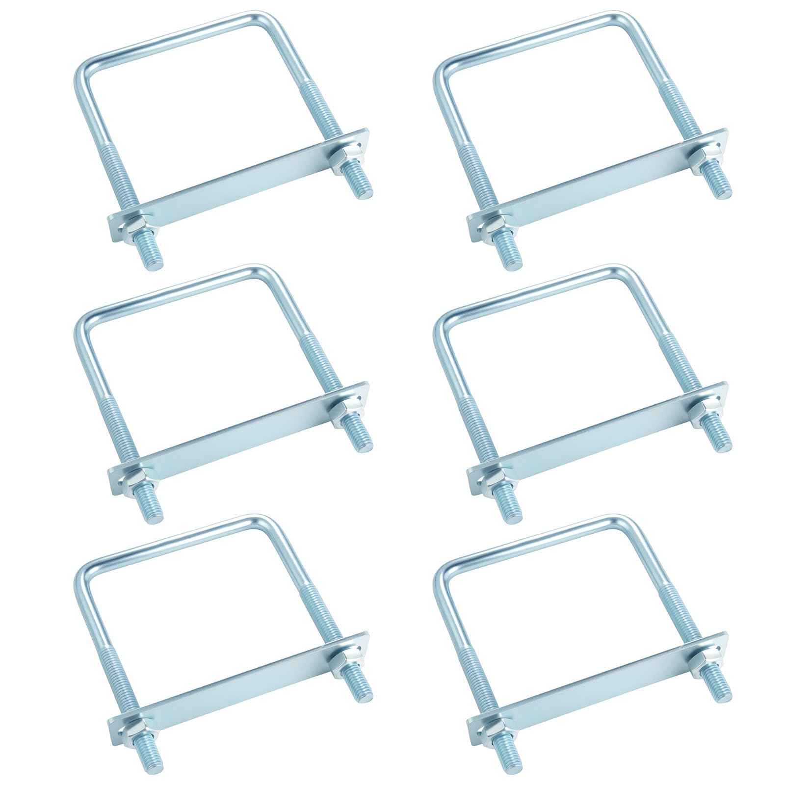 AOKLIT 6 Pcs U Bolts 4 Inch Wide Zinc Plated, Square U Bolt Carbon Steel for Sailboat Trailers, Tube, Industrial Supplies(3/8" x 4" x 5"')