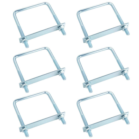 AOKLIT 6 Pcs U Bolts 4 Inch Wide Zinc Plated, Square U Bolt Carbon Steel for Sailboat Trailers, Tube, Industrial Supplies(3/8" x 4" x 5"')