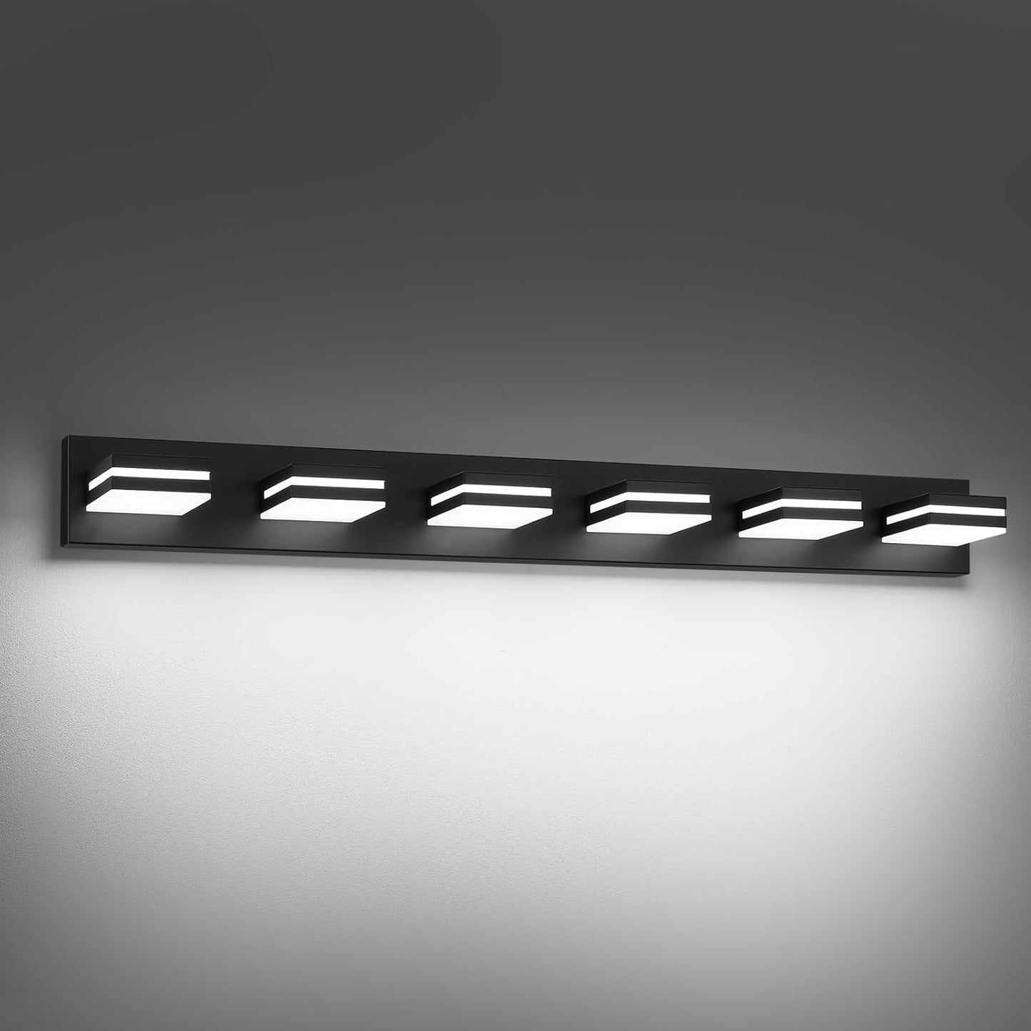 3-Light Modern LED Bathroom Vanity Light Fixture - Black Metal & Acrylic, 16-inch Over Mirror Lighting