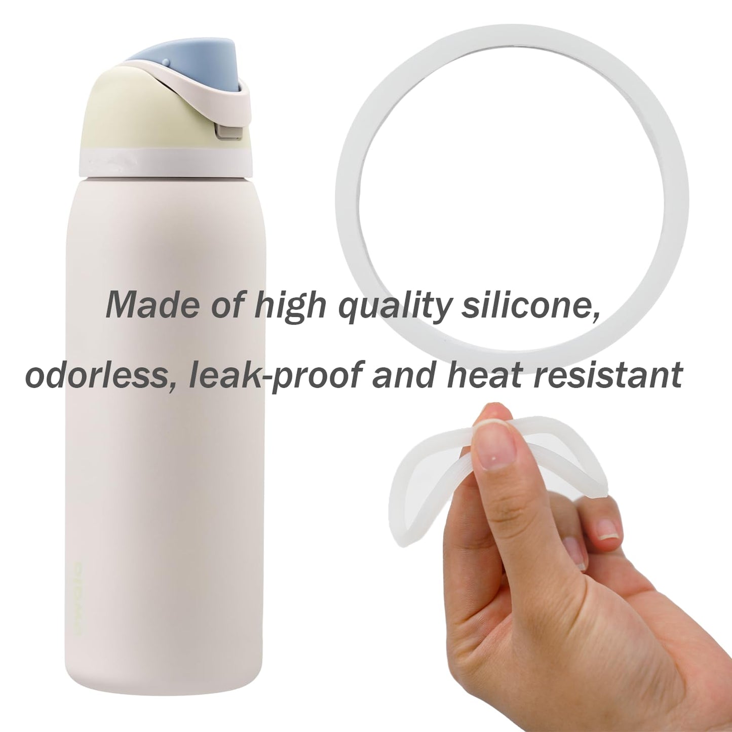 Dakexiong 6 Pcs Silicone Lid Seal O Ring Sealing Gaskets Replacement Parts Compatible with Owala, Bottle O Seal Ring Replacement for Owala FreeSip, White