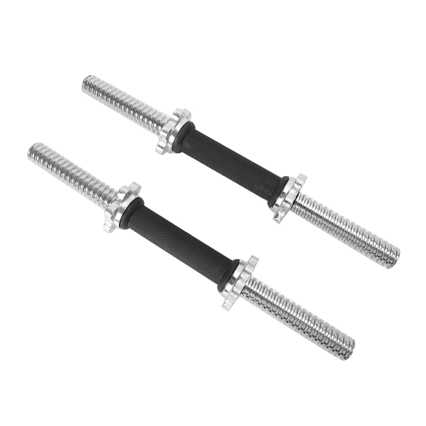 Threaded Dumbbell Rubber Handles 1 Inch Pair, 15.75" Adjustable Dumbbell Bar Handles, Fits Standard Weight Plates with 1” Diameter, for Gym Workouts, Exercise, Weightlifting, Sold in Pair