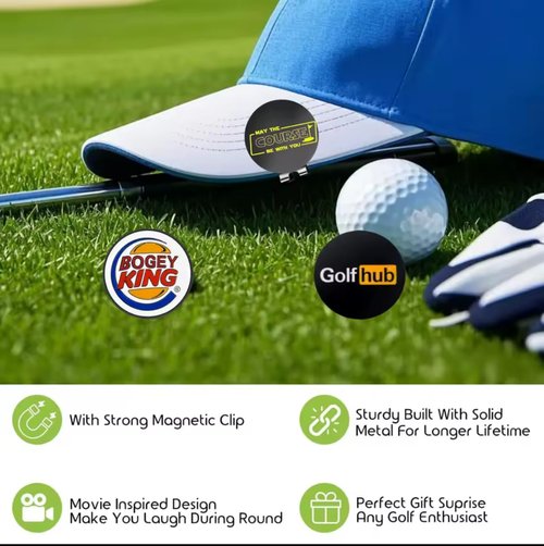 Golf Ball Marker Set 3-Pack with Magnetic Clip | Bogey King, Golfhub, May The Course Be with You | Great Golf Gift