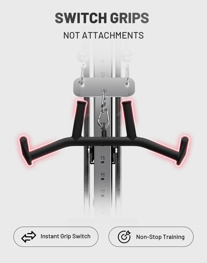 Mikolo 2-in-1 Lat Pulldown Bar, Narrow and Wide Grip Lat Pull Down Attachments for Home Gym,Neutral Grip Cable Machine Attachments for Back and Upper Body Training