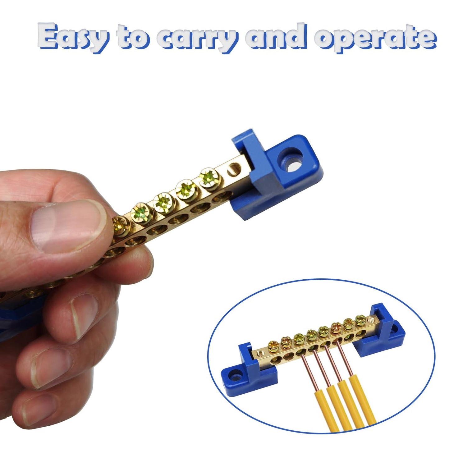 Tugermoola 4PCS Grounding Bus Bar 10 Positions Electrical Ground Bus Bars Brass Wire Screw Terminal Block OLA002-10K