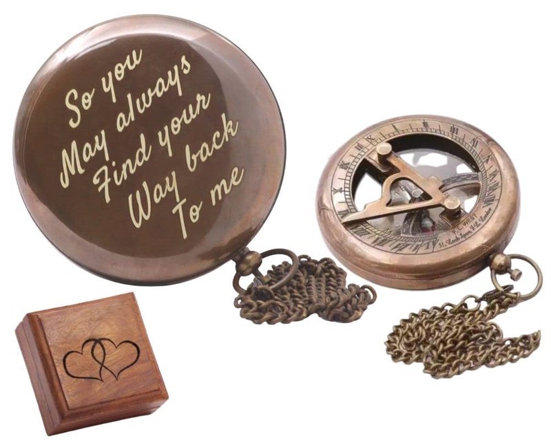So You Can Always Find Your Way Back Home, Brass Compass Personalized Engraved Romentic Gifts for Men