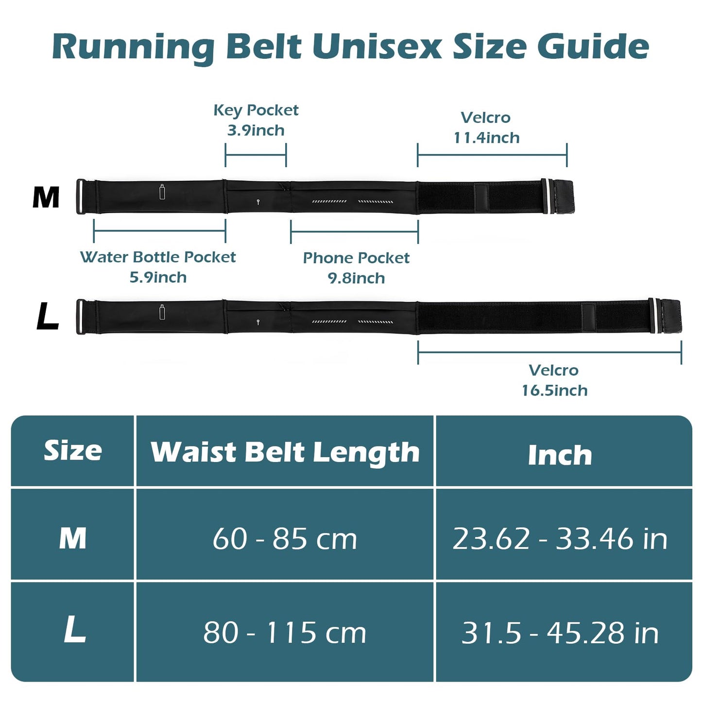 Lsnisni Slim Running Belt for Men and Women, Running Waist Pack with Water Bottle & Towel, Multi Pocket Fanny Pack - Phone Holder, Adjustable for Running, Climbing - Medium