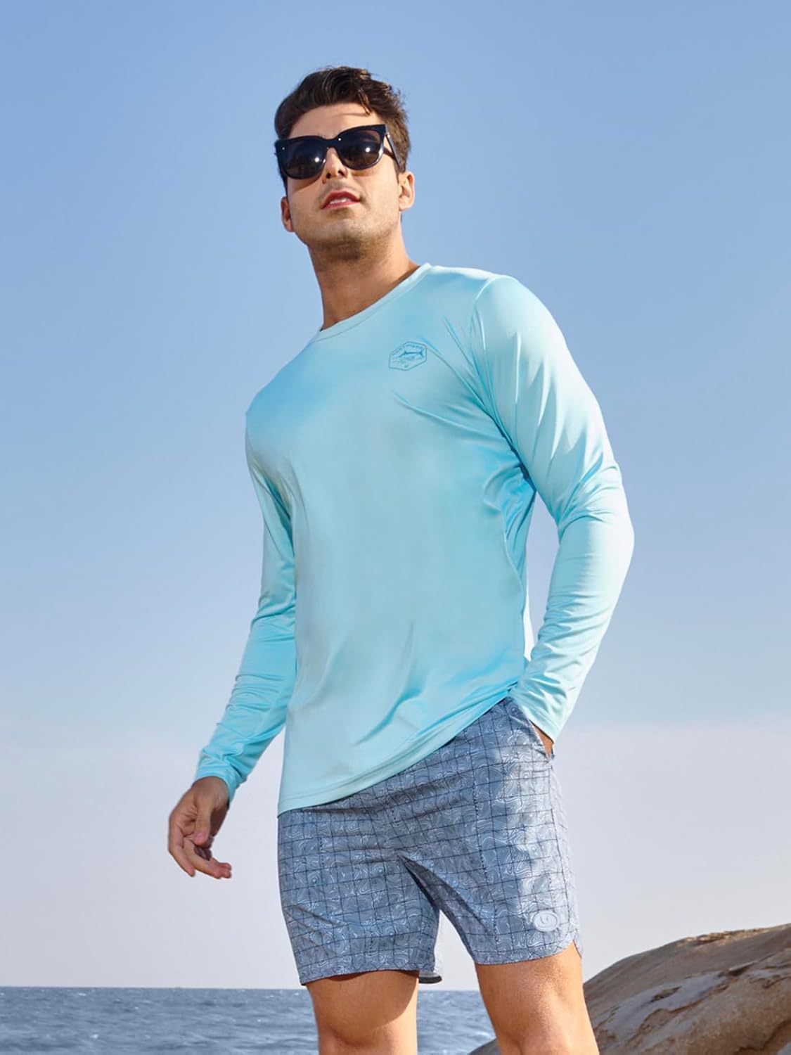 NORTHYARD Men's Swim Shirt - UPF 50+ Sun Protection Long Sleeve Rash Guard | Quick Dry Lightweight