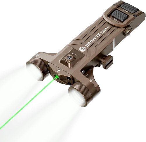 Brinyte XP22 MK3 Tactical Flashlight - 1600 Lumens Dual-Head with Green Laser | Shockproof & Rechargeable