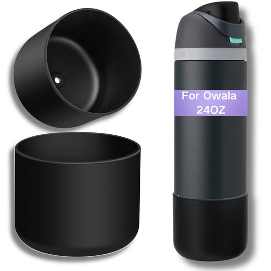 Silicone Boot for Owala 24 oz Water Bottle, Anti-Slip Protective Bottom Cover, Soft BPA-Free Silicone Sleeve, Noise-Reducing Bumper for Owala FreeSip & Twist Bottles Boots Accessories (Black,24OZ)