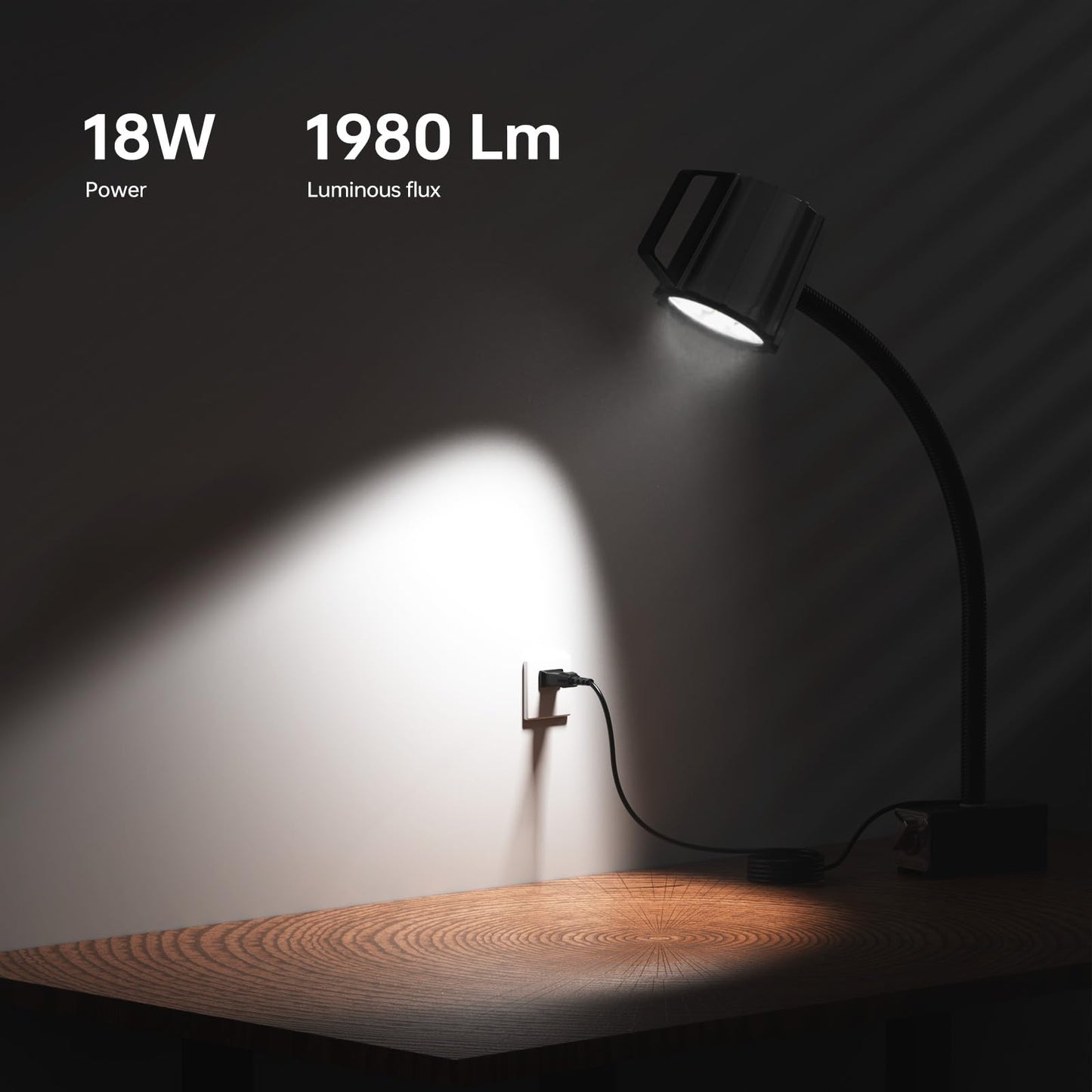 Magnetic Light, 18W Lathe Machine Lamp, 1800 Lumens Flexible Lathe Work Light for CNC Milling Machine Drill Press Lighting