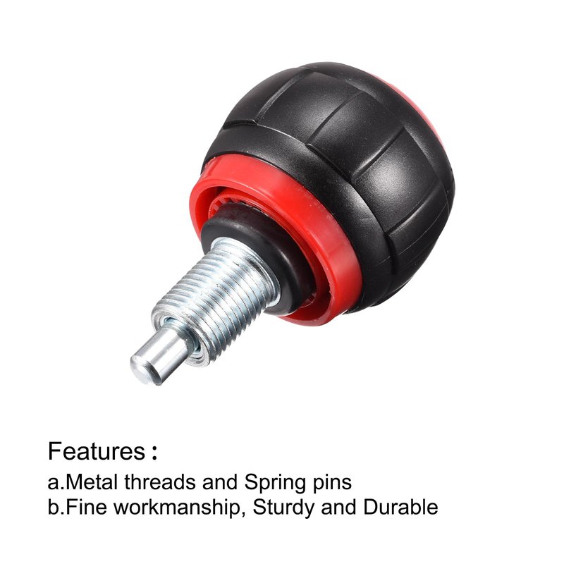uxcell Fitness Equipment Pull Pin Spring Knob, M16 x 1.5, Black Red, 6pcs