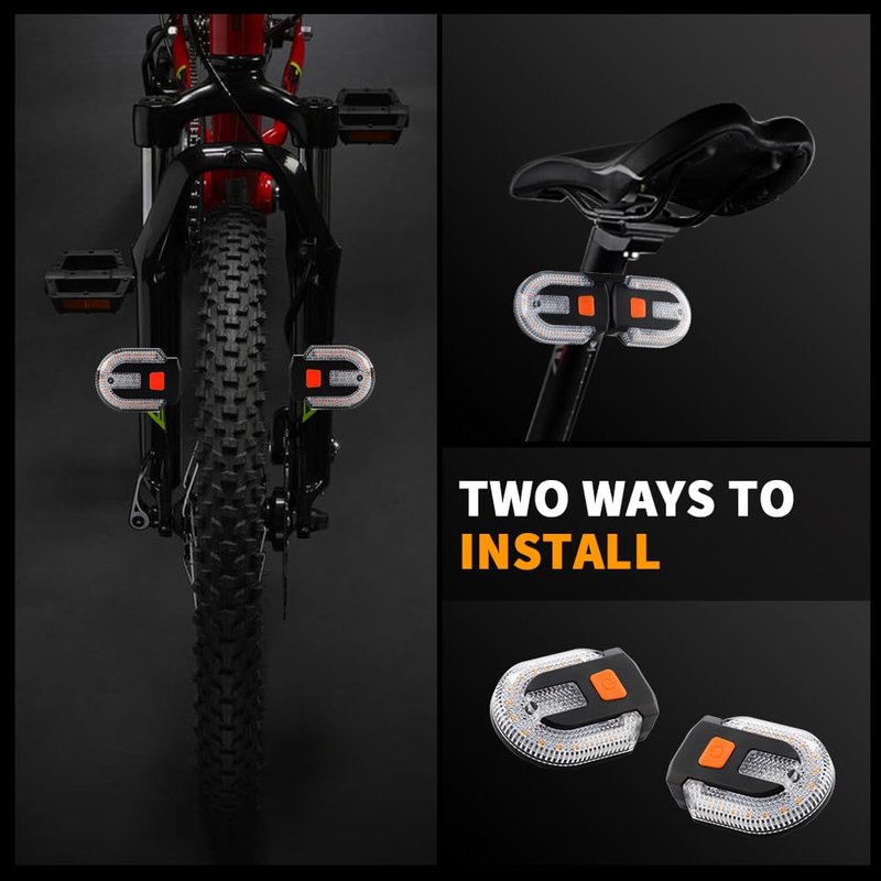 TEGUANGMEI 2PCS Bike Tail Light with Turn Signal, Split Bicycle Rear Lights Wireless Remote Control USB Rechargeable Turn Signal Bike Taillights for Cycling, Cyclist Safety Warning Bike Light 5 Mode