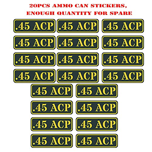 Ammo Can Vinyl Sticker Decals - .45 ACP - 20 Pack