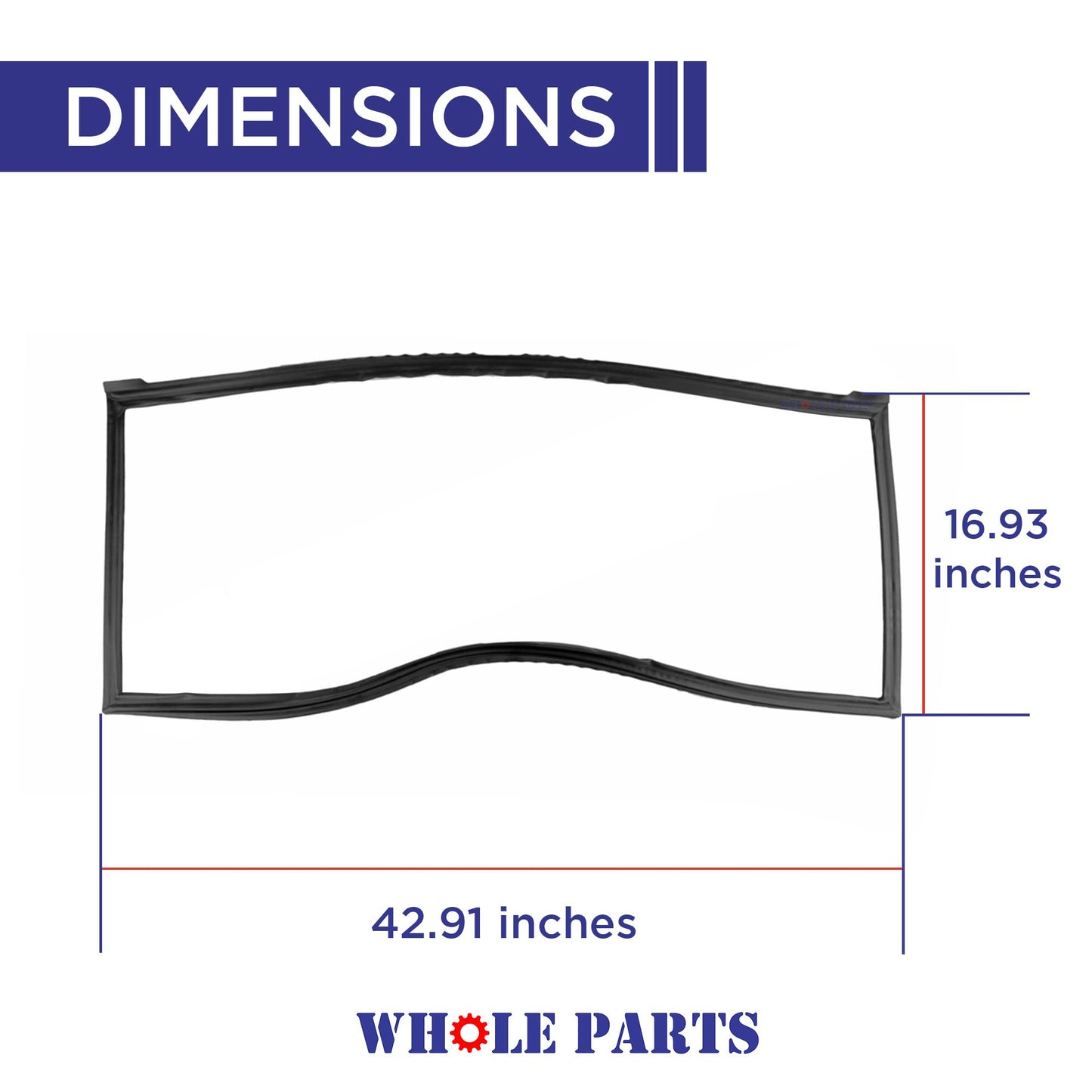 Whole Parts Refrigerator French Door Seal Gasket (Magnetic Strip Inside, Black), Single Piece, Part# W10830047 - Replacement & Compatible with Some Jenn Air, Kitchen Aid and Whirlpool Refrigerators