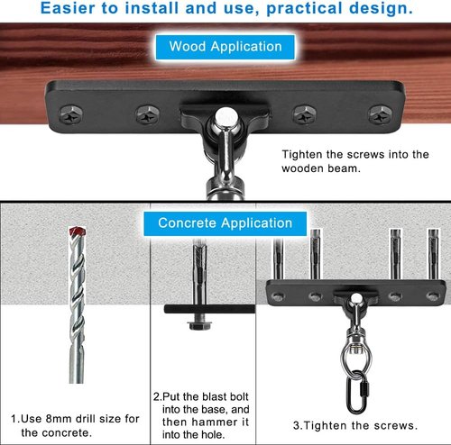 Dolibest Heavy Duty Swing Hangers - 2 Pack Indoor/Outdoor Swing Set Accessories | 900LB Capacity, Includes Carabiner & Hardware