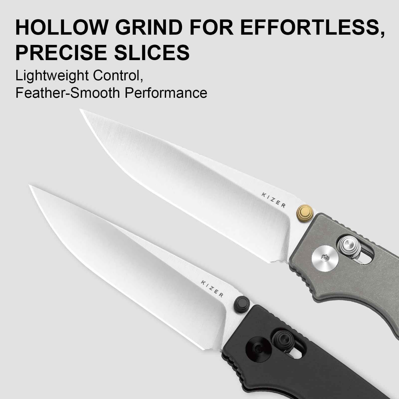 Kizer Original 2 EDC Pocket Knife, 3.17" 14C28N Modified Drop Point Folding Knife with Aluminum Handle, Thumb Stud Opener Clutch Lock, for Camping Hiking Fishing V3605.2MA1