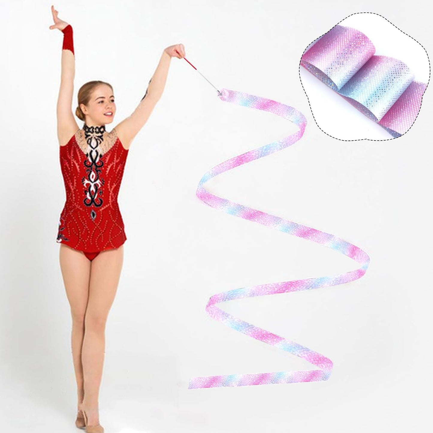 Skiennix Dance Ribbons - 78.7 Inch Sparkly Gymnastics Twirling Ribbons for Girls & Adults | Perfect for Parties