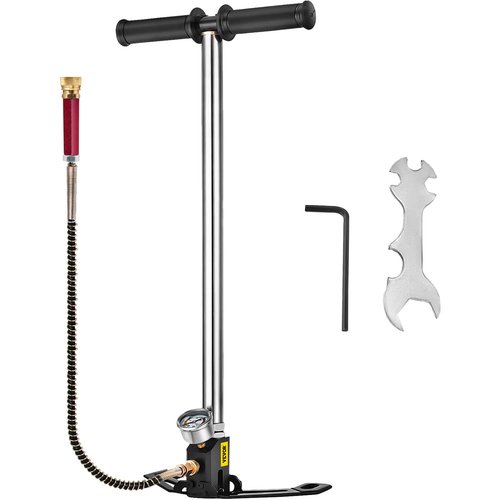 BestEquip Airgun PCP Pump 4500PSI High Pressure Hand Pump 3 Stage Pump Chamber PCP Air Pump & Air Venturi Male Quick-Disconnect, 1/8 BSPP Female Threads, Steel, Rated to 5000 PSI, Incl. Delrin Seal