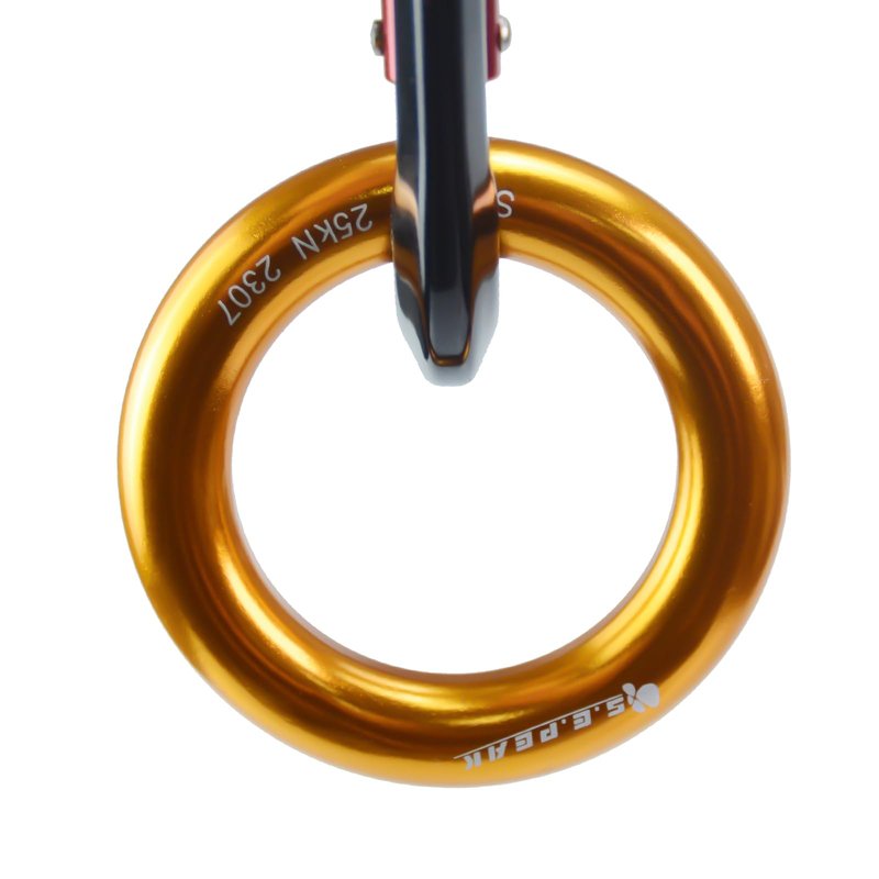 S.E.PEAK 25kN Aluminum Rappel Ring, Tension O-Ring, Rock Climbing, Arborist, Gold, Pack of 4