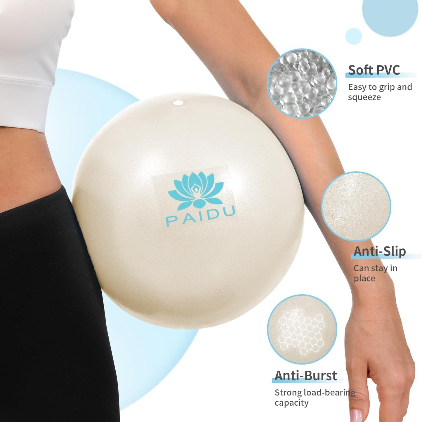 PAIDU Pilates Ball - 10-Inch Anti-Explosion Mini Yoga Ball for Core Training & Stability Exercises