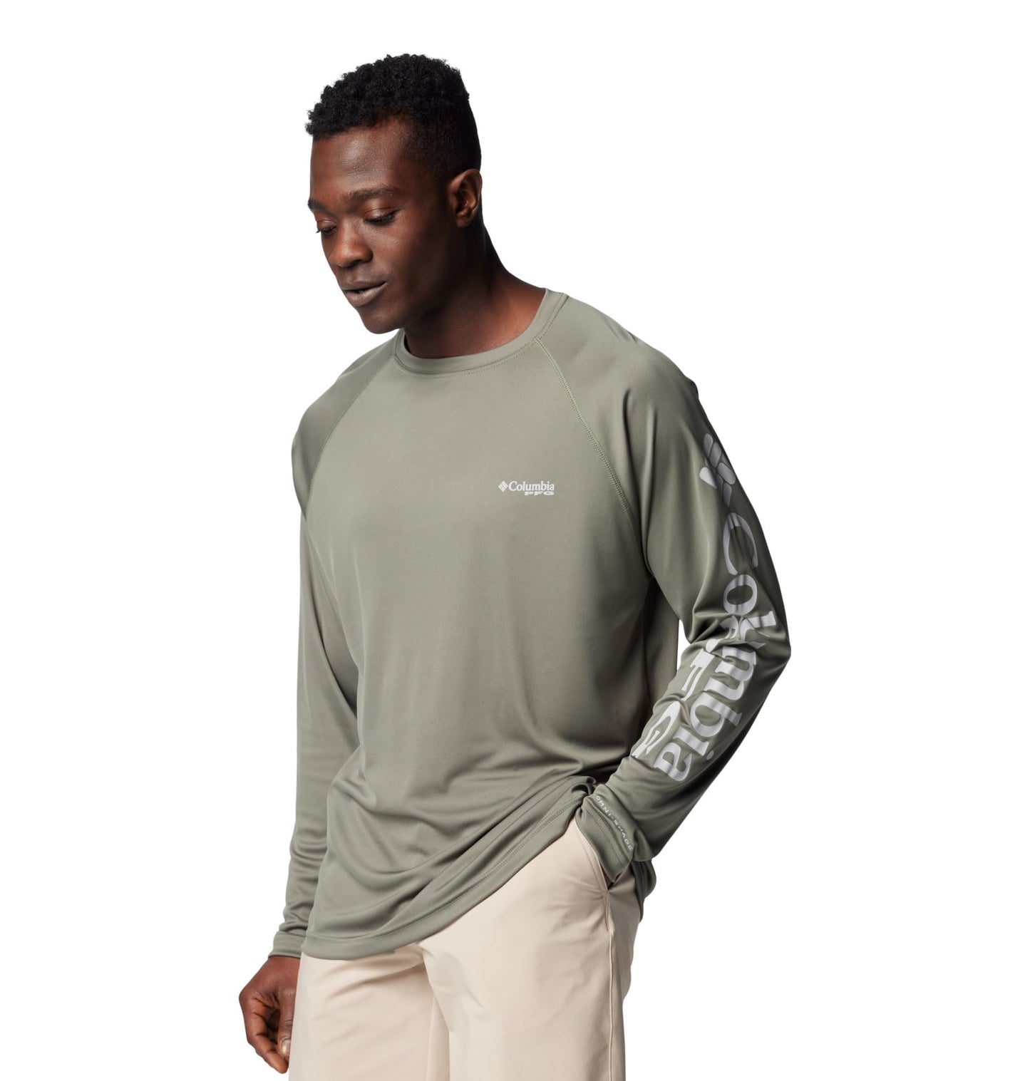 Columbia Men's PFG Terminal Tackle Long Sleeve Fishing Shirt, Cypress/Cool Grey Logo, X-Large